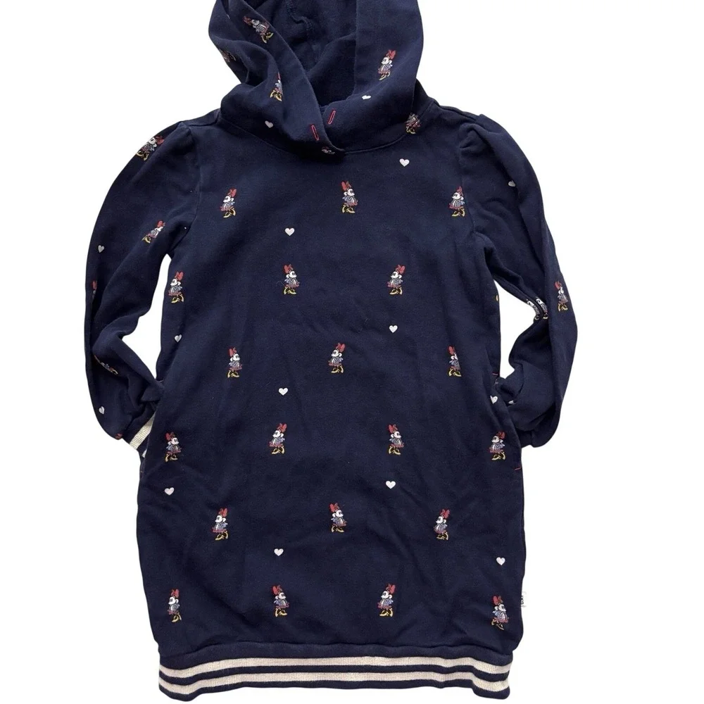 GapKids × Disney Size Small 6-7 Minnie Mouse Navy Blue Hoodie‎ Dress Pockets